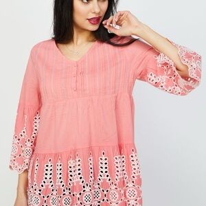 JW JW Style Johnny Was Coral Lace Trim Women's Top Size Medium